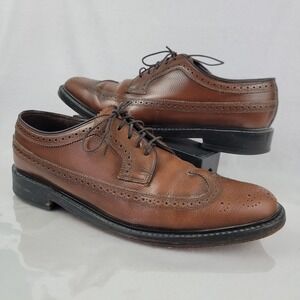 Florsheim Mens Brown Leather Wingtip Brogue Derby Dress Shoes 9 D 76638